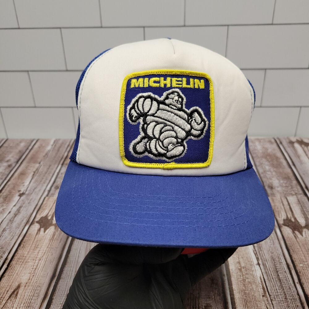 Vintage Michelin Trucker Hat Bibendum Tire Man Patch Snapback Made Korea Youngan